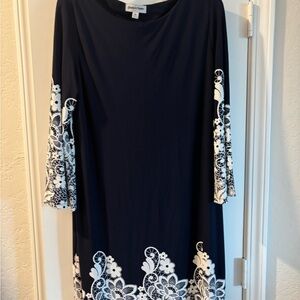 Shelby & Palmer Navy Dress with White Floral Details